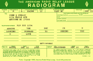 ARRL Radiogram Older Form
